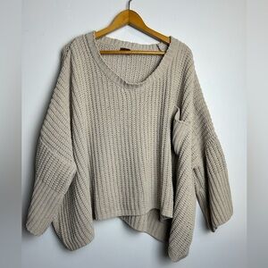 Pool Oversized Size Xl Knitted Top pullover Sweater Minimalist Brown Womens